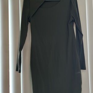 Dark Green Long Sleeve Cut Out Bodycon Dress
